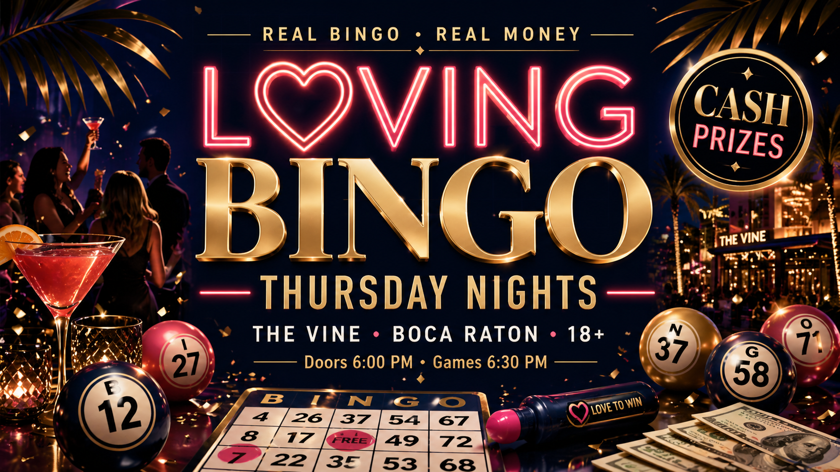 Loving Bingo bingo balls — real money cash prizes every Thursday in Boca Raton
